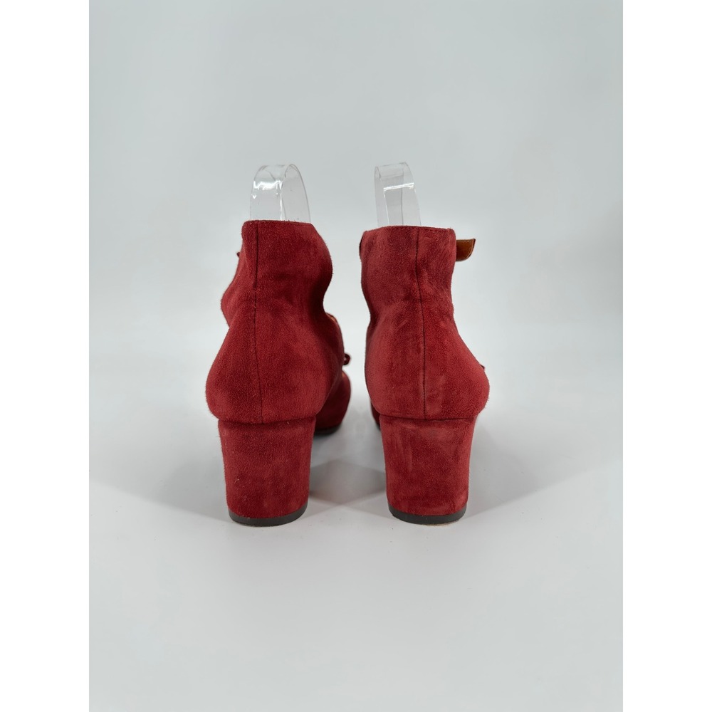 Chie Mihara Burgundy Red Suede Double Strap Mary Jane Bow Heels Women's 36‎ US 6 - Picture 6 of 10